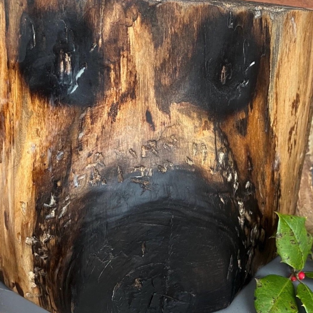Unique Bear Face From Reclaimed Wooden Log Shelf Sitter Decor Free Standing - Picture 5 of 9